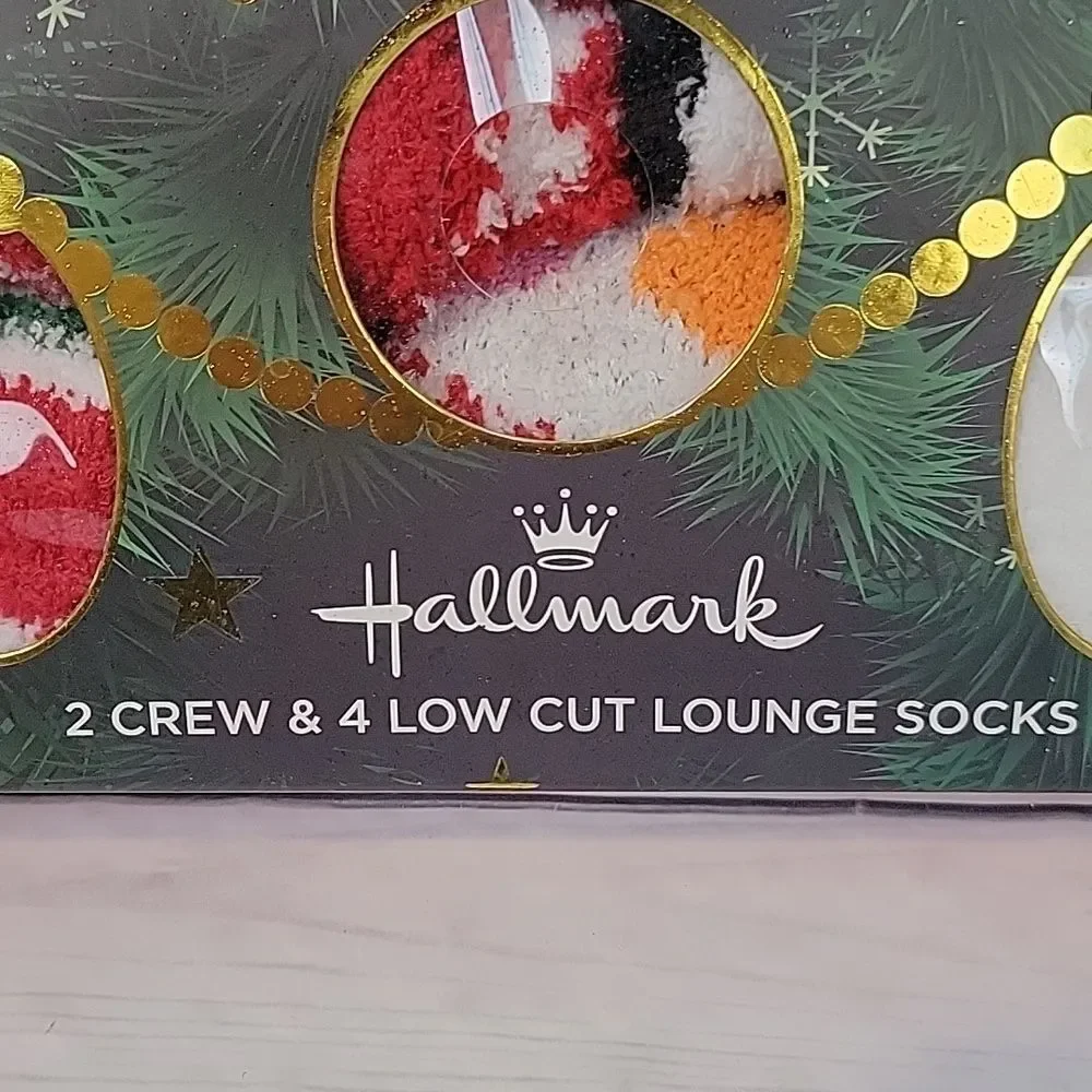 Hallmark Festive Ornament Womens Lounge Socks Set NWT